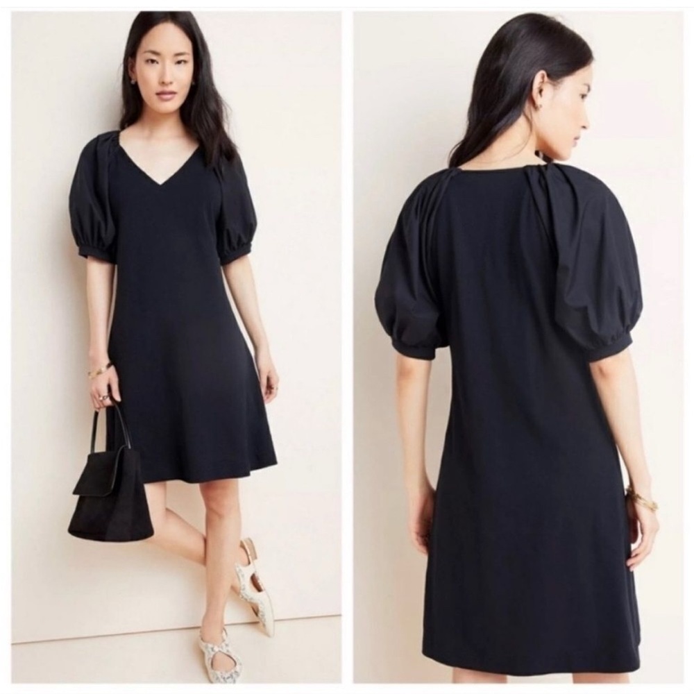 Anthropologie Maeve Annika Puff Sleeve Cotton Dress Size Small